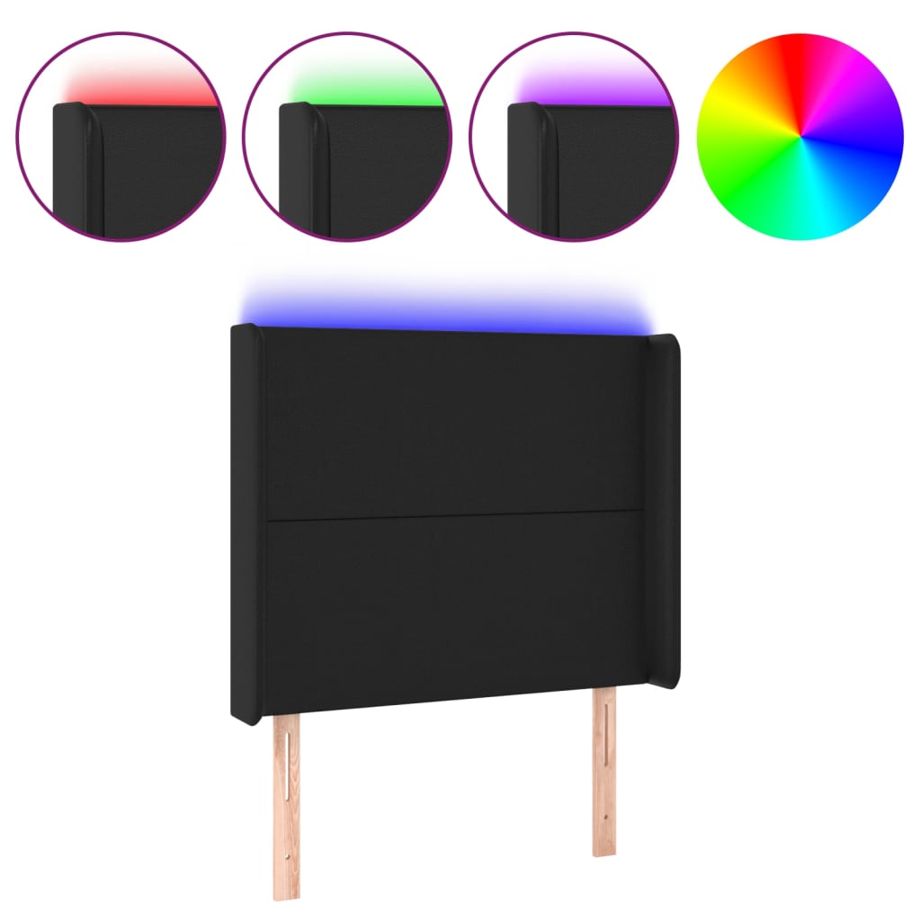 LED uzglavlje crno 93x16x118/128 cm od umjetne kože