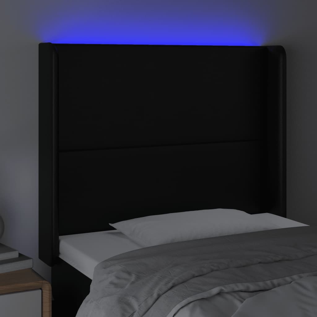 LED uzglavlje crno 93x16x118/128 cm od umjetne kože
