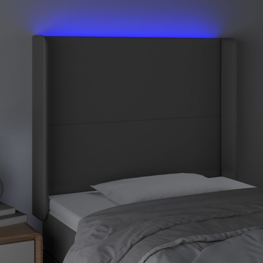 LED uzglavlje sivo 103x16x118/128 cm od umjetne kože