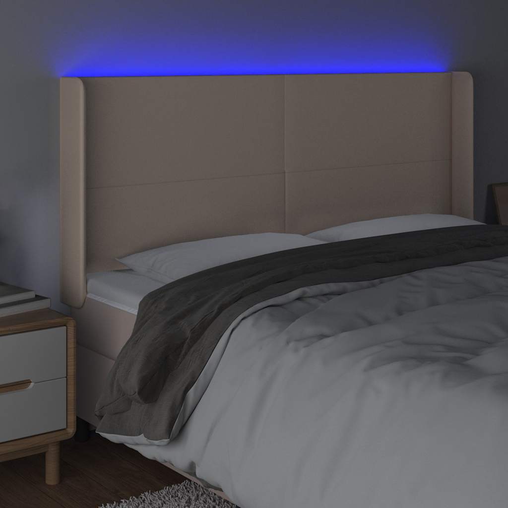 LED uzglavlje boja cappuccina 163x16x118/128cm od umjetna koža