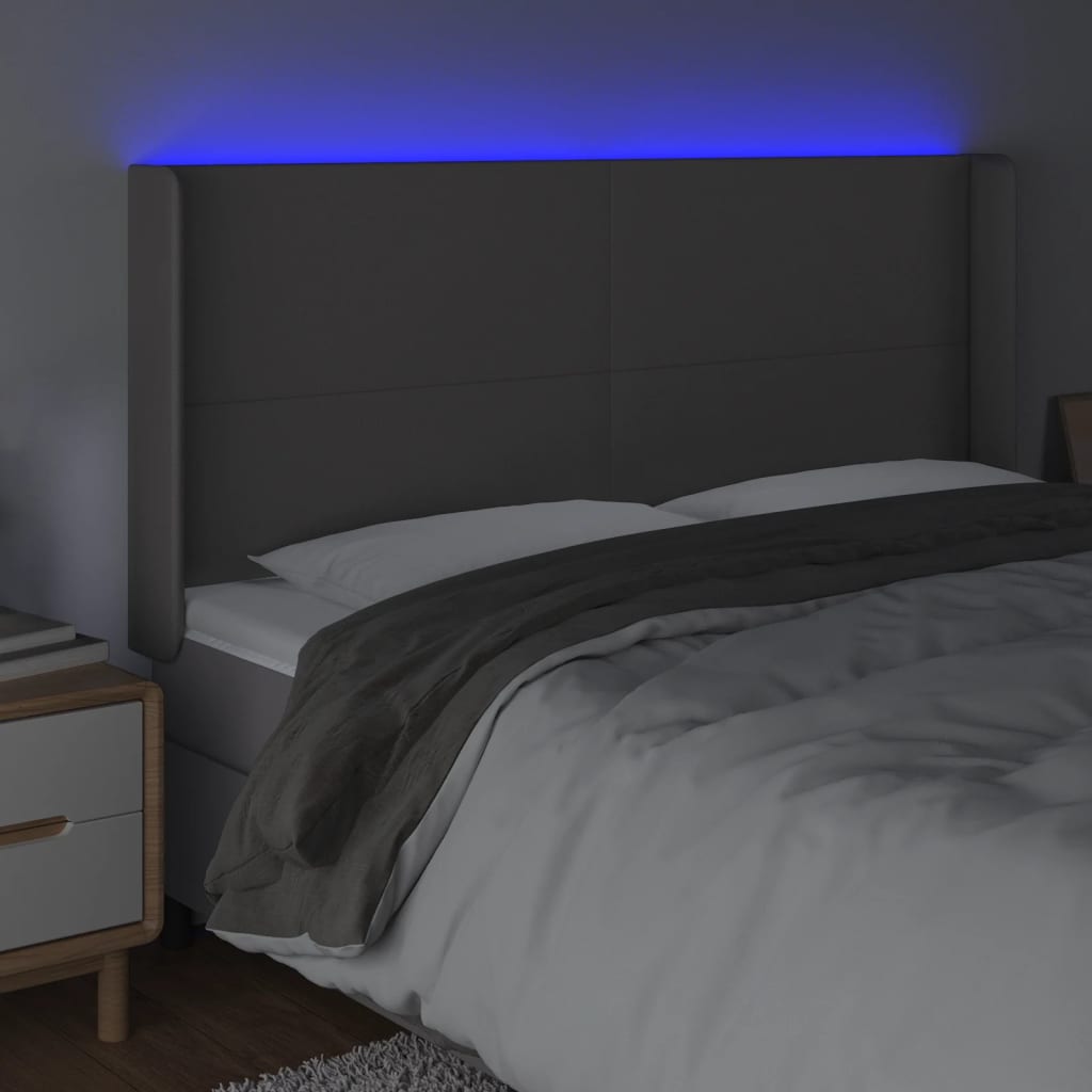 LED uzglavlje sivo 183x16x118/128 cm od umjetne kože