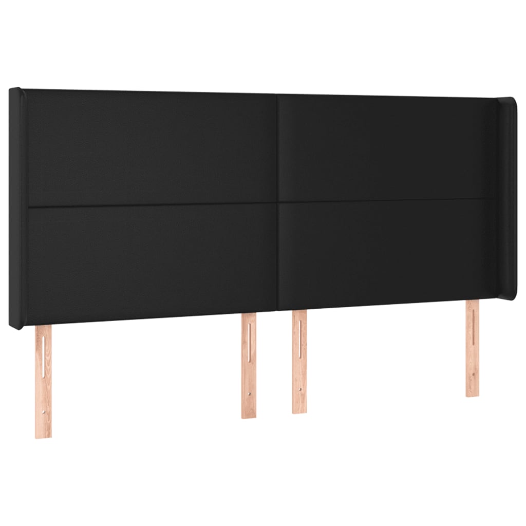 LED uzglavlje crno 203 x 16 x 118/128 cm od umjetna koža