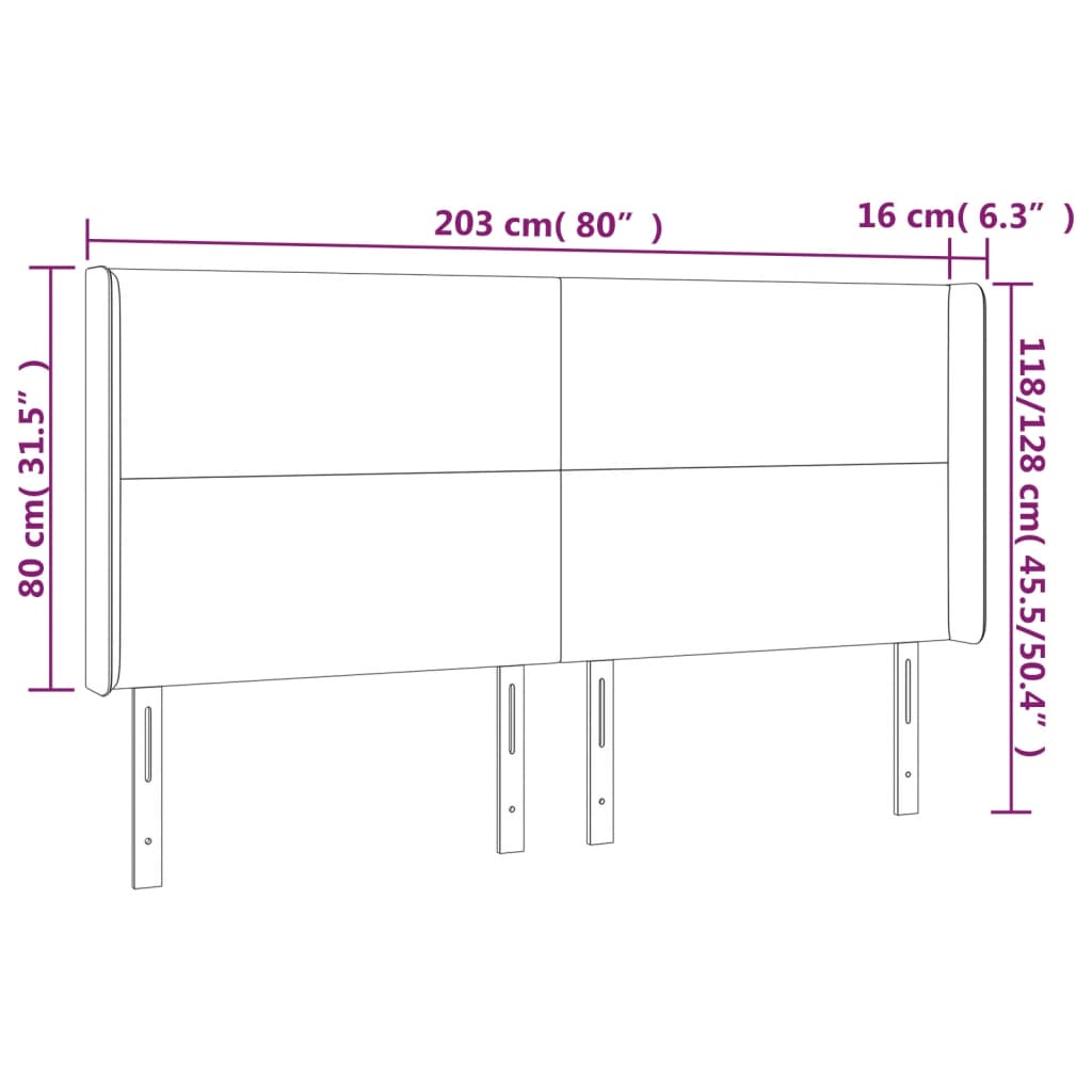 LED uzglavlje bijelo 203x16x118/128 cm od umjetne kože