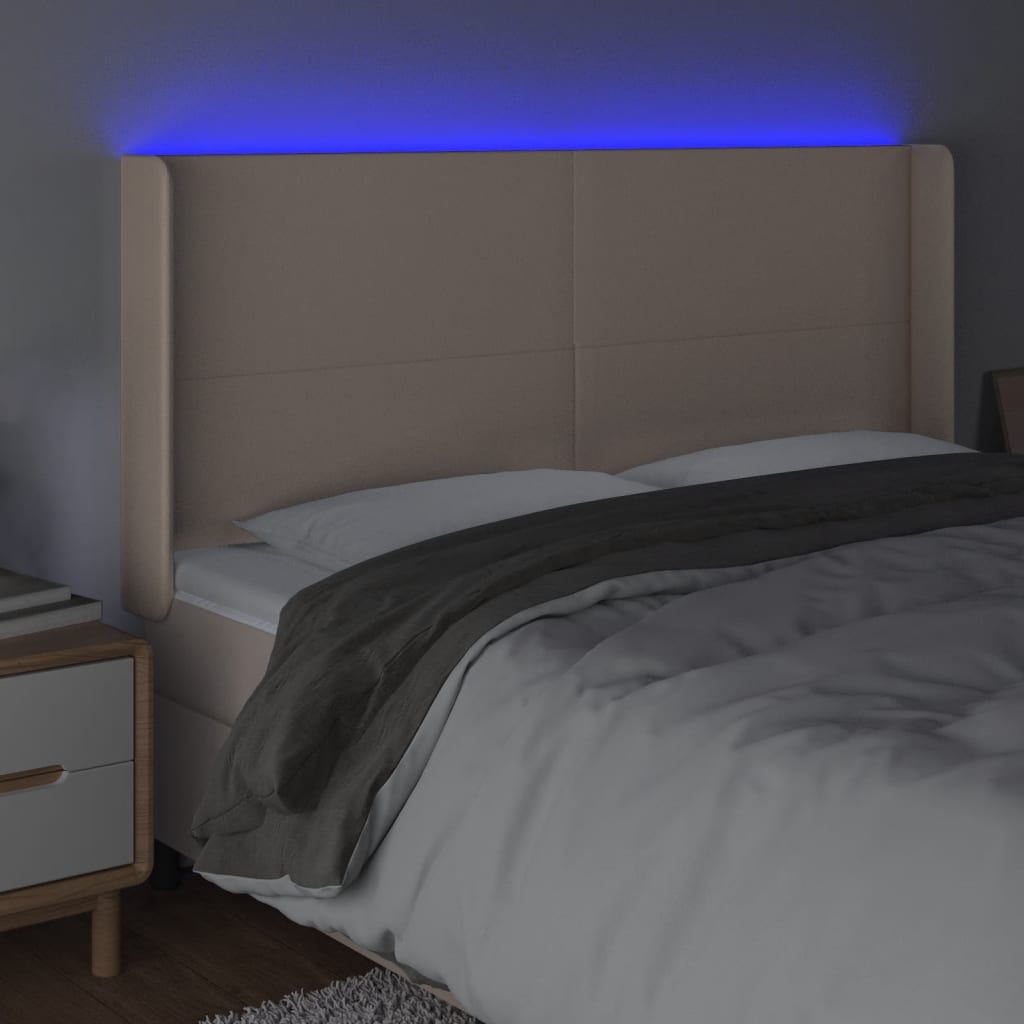 LED uzglavlje boja cappuccina 203x16x118/128cm umjetna koža