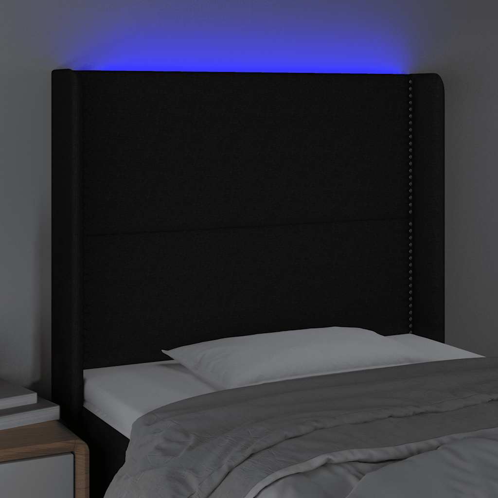 LED uzglavlje crno 83 x 16 x 118/128 cm od tkanine