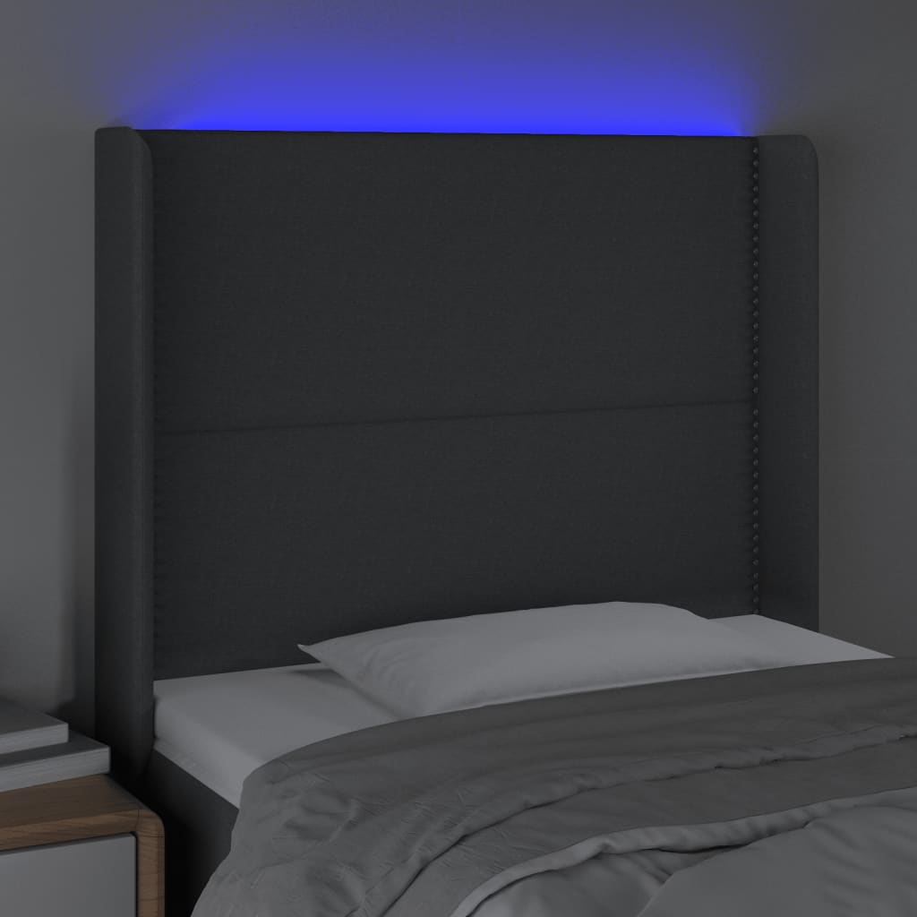 LED uzglavlje tamnosivo 103 x 16 x 118/128 cm od tkanine