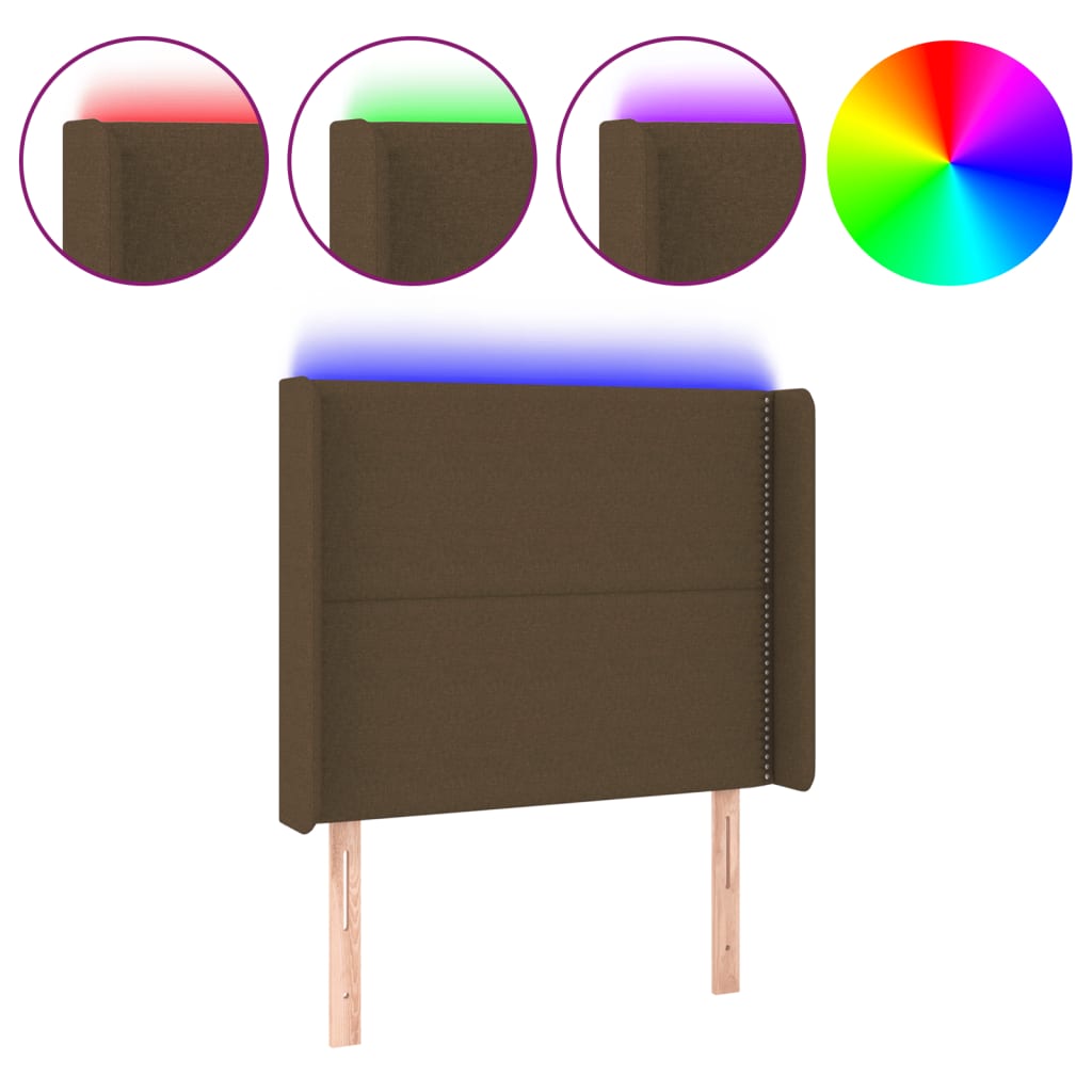 LED uzglavlje tamnosmeđe 103 x 16 x 118/128 cm od tkanine