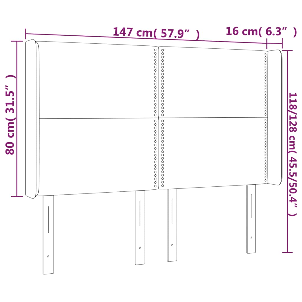 LED uzglavlje svjetlosivo 147 x 16 x 118/128 cm od tkanine