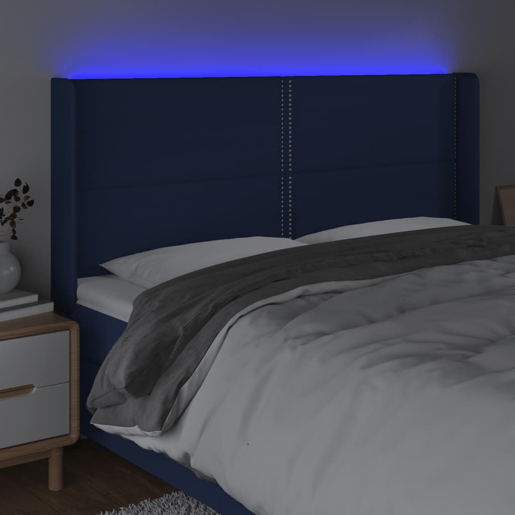 LED uzglavlje plavo 183 x 16 x 118/128 cm od tkanine