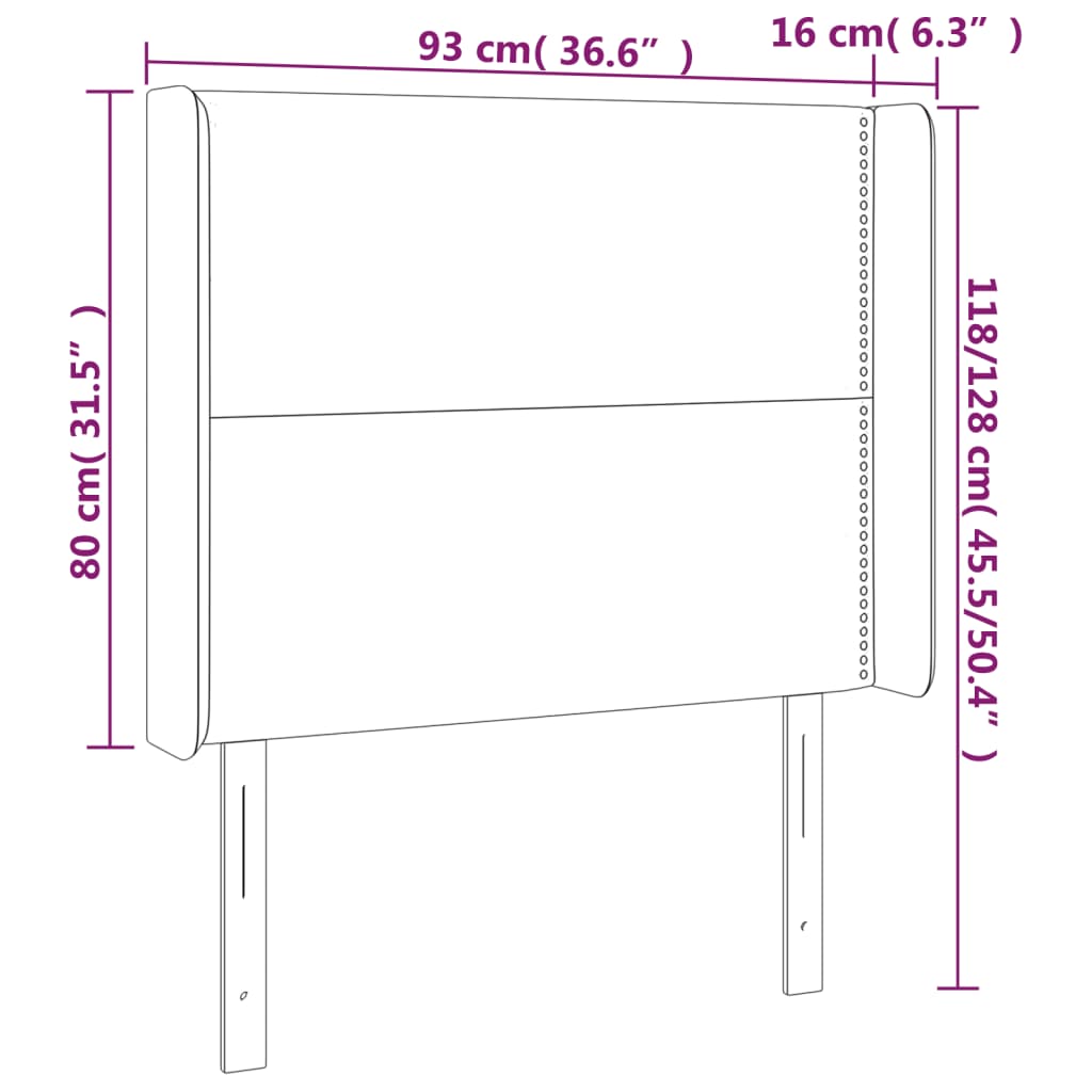 LED uzglavlje ružičasto 93x16x118/128 cm baršunasto