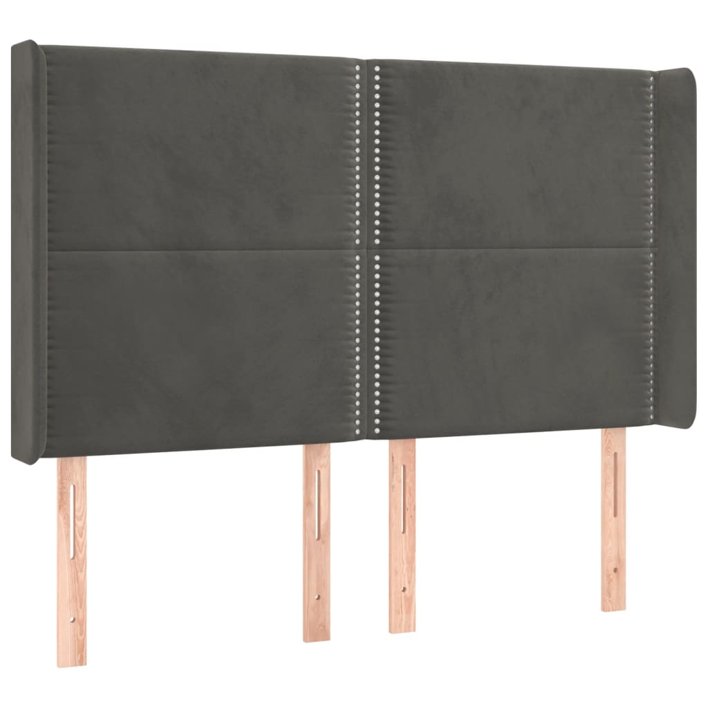 LED uzglavlje tamnosivo 147x16x118/128 cm baršunasto