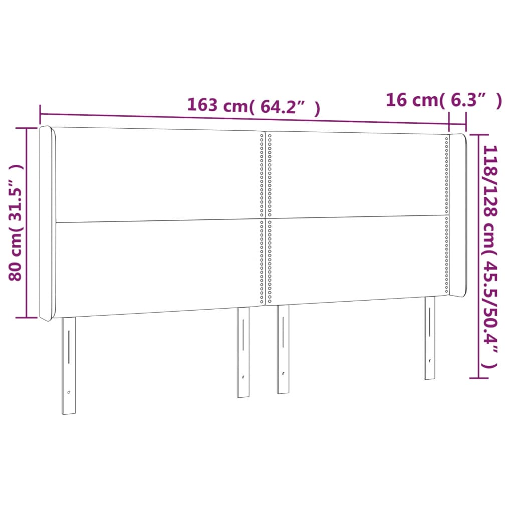 LED uzglavlje tamnosivo 163x16x118/128 cm baršunasto