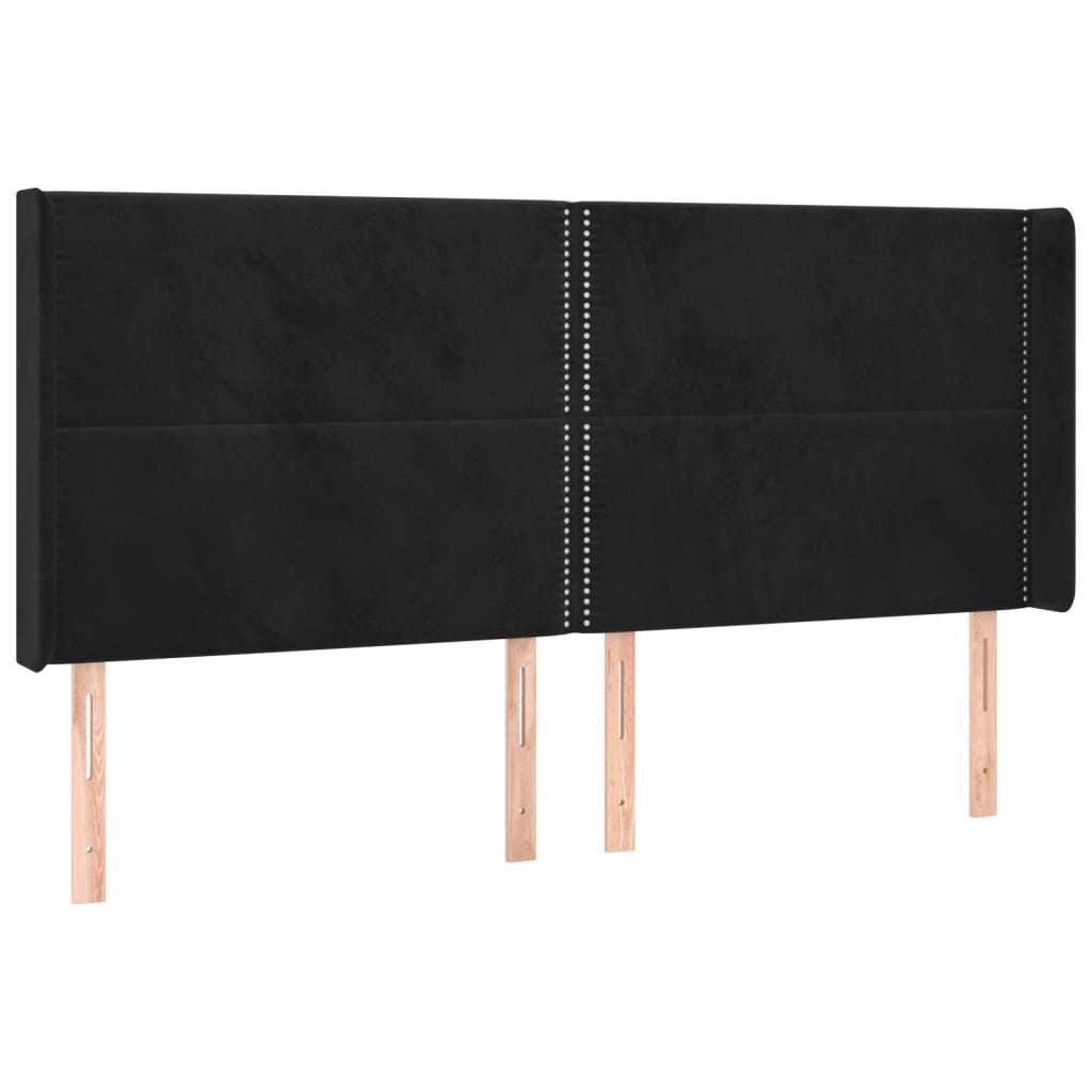 LED uzglavlje crno 183 x 16 x 118/128 cm baršunasto