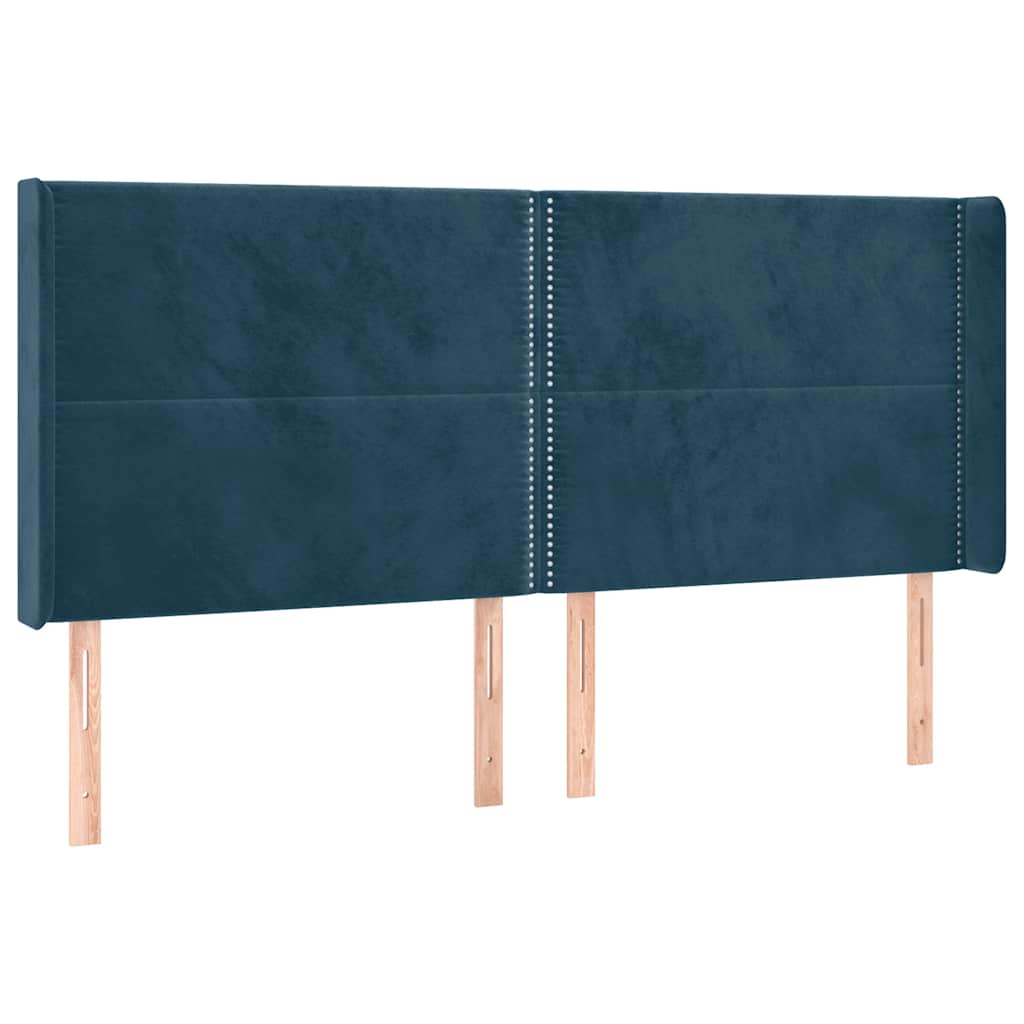 LED uzglavlje tamnoplavo 203 x 16 x 118/128 cm od tkanine