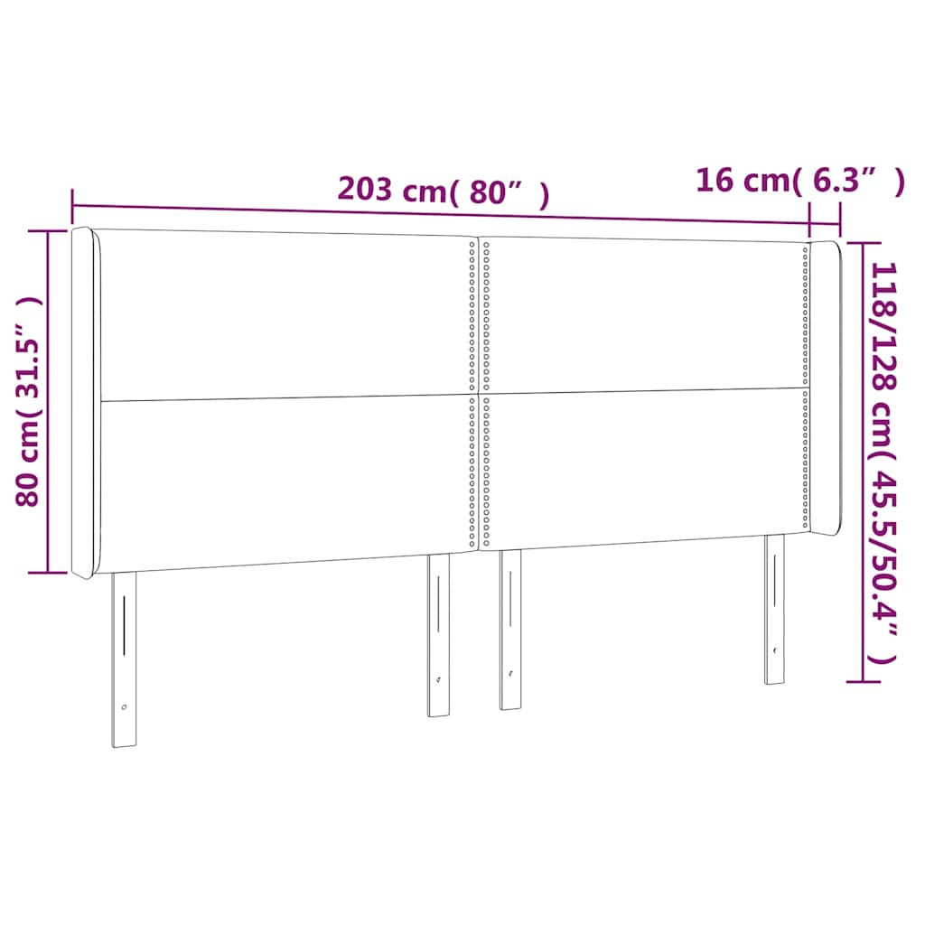LED uzglavlje tamnoplavo 203 x 16 x 118/128 cm od tkanine