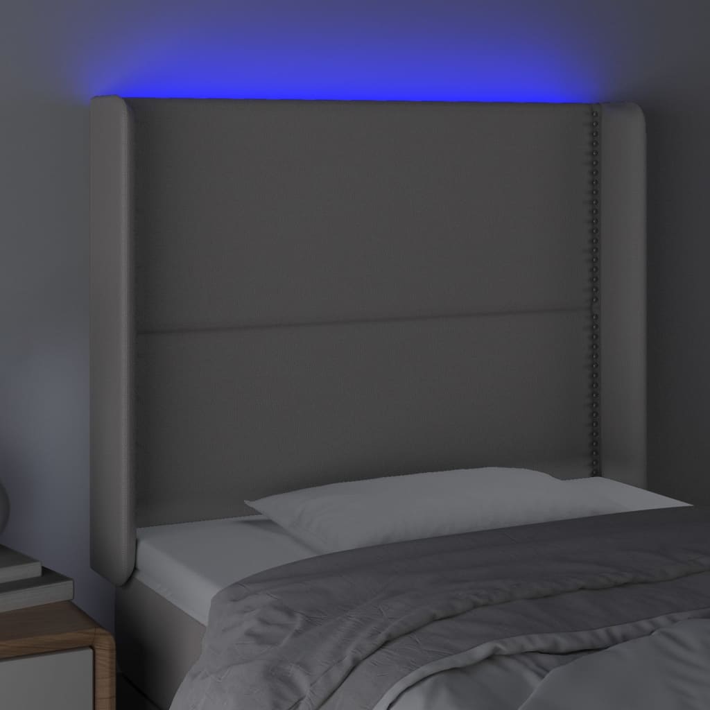 LED uzglavlje sivo 93x16x118/128 cm od umjetne kože