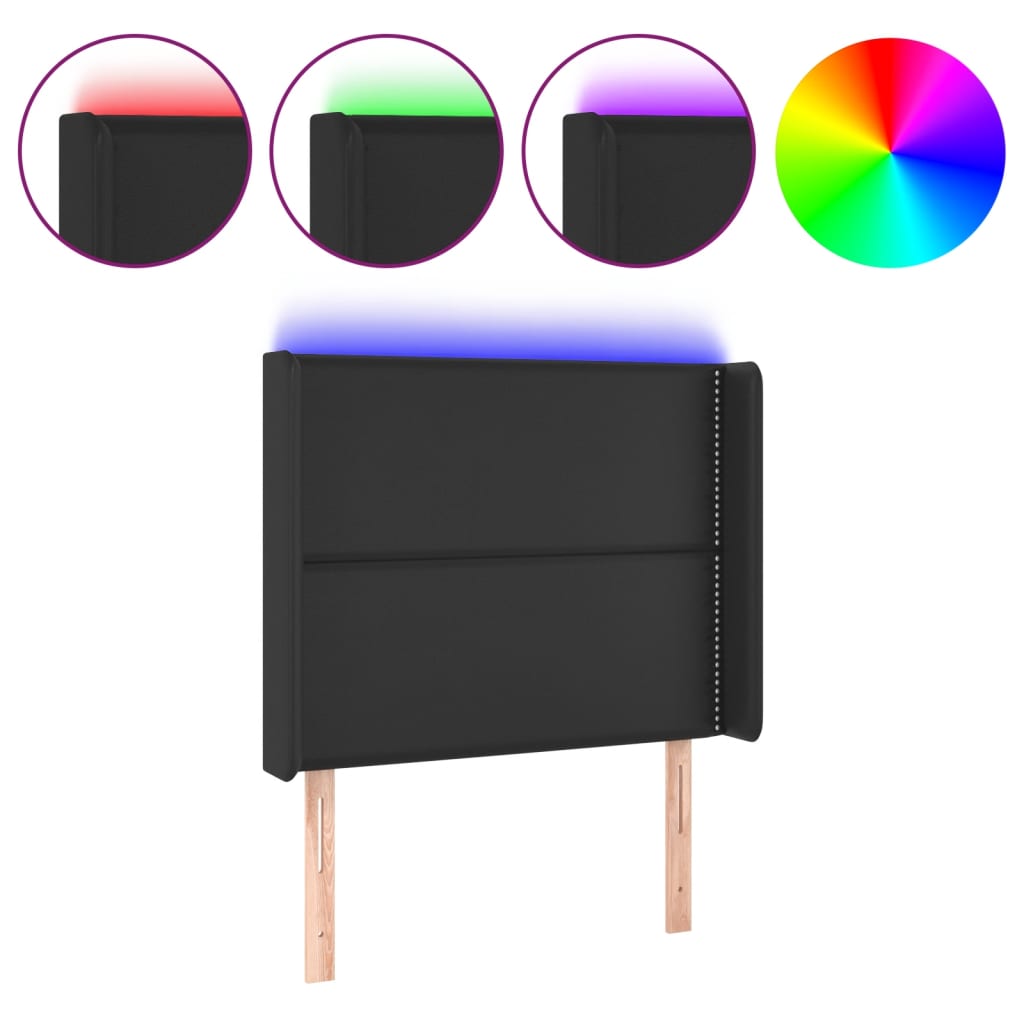 LED uzglavlje crno 103x16x118/128 cm od umjetne kože