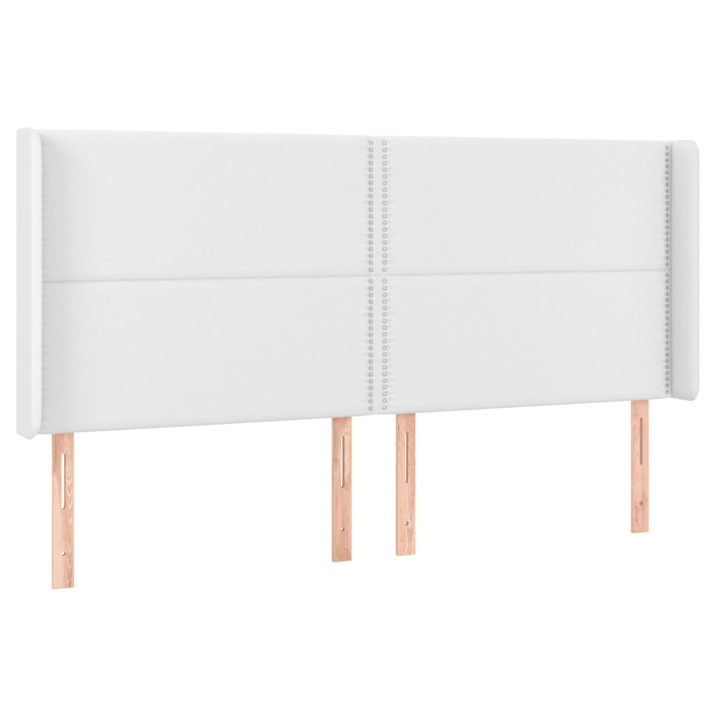 LED uzglavlje bijelo 203x16x118/128 cm od umjetne kože