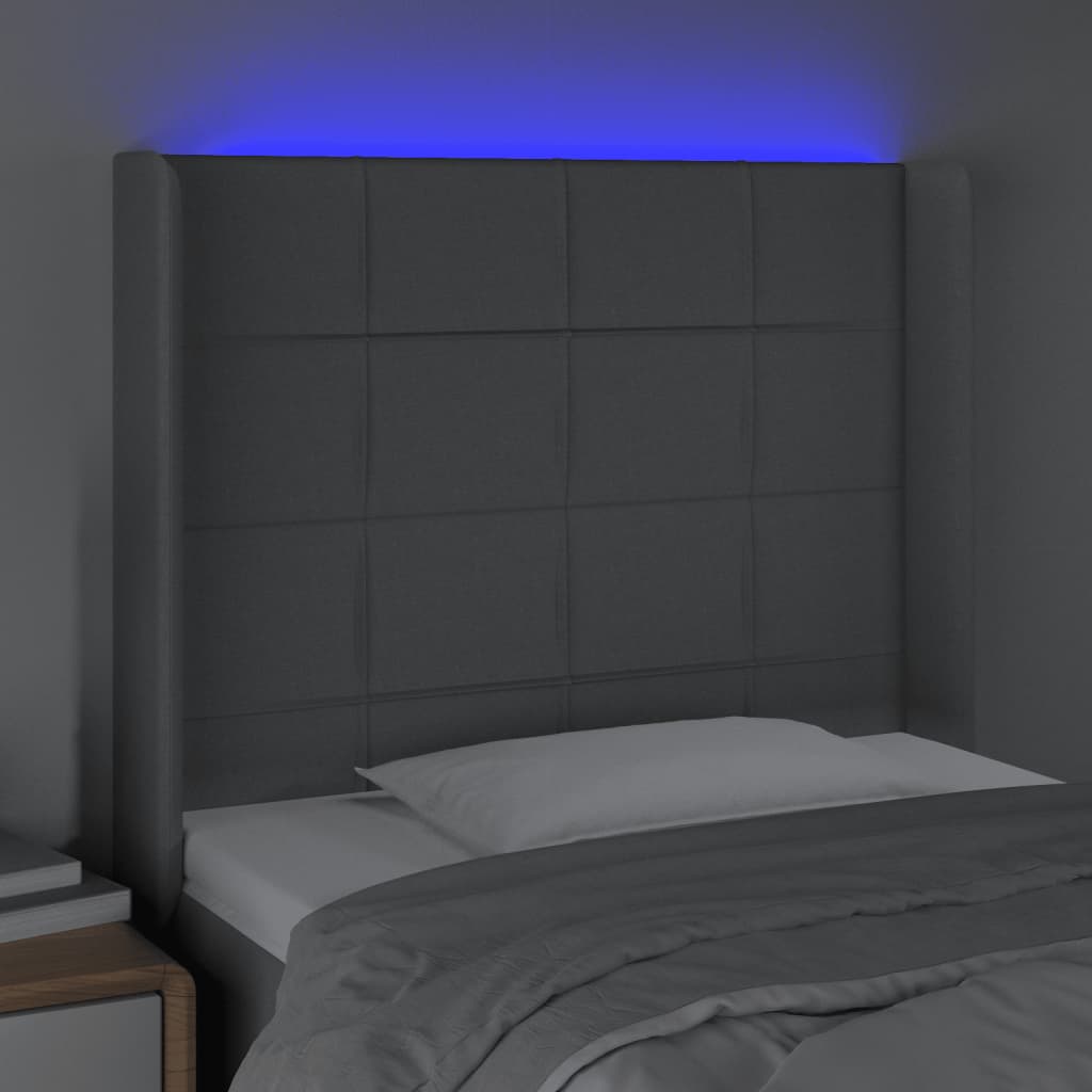 LED uzglavlje svjetlosivo 83 x 16 x 118/128 cm od tkanine