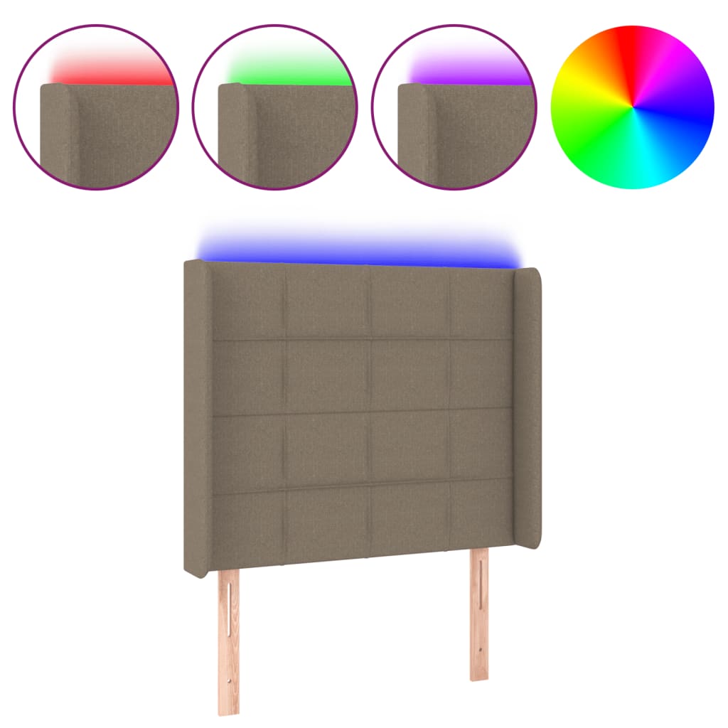 LED uzglavlje smeđesivo 83 x 16 x 118/128 cm od tkanine
