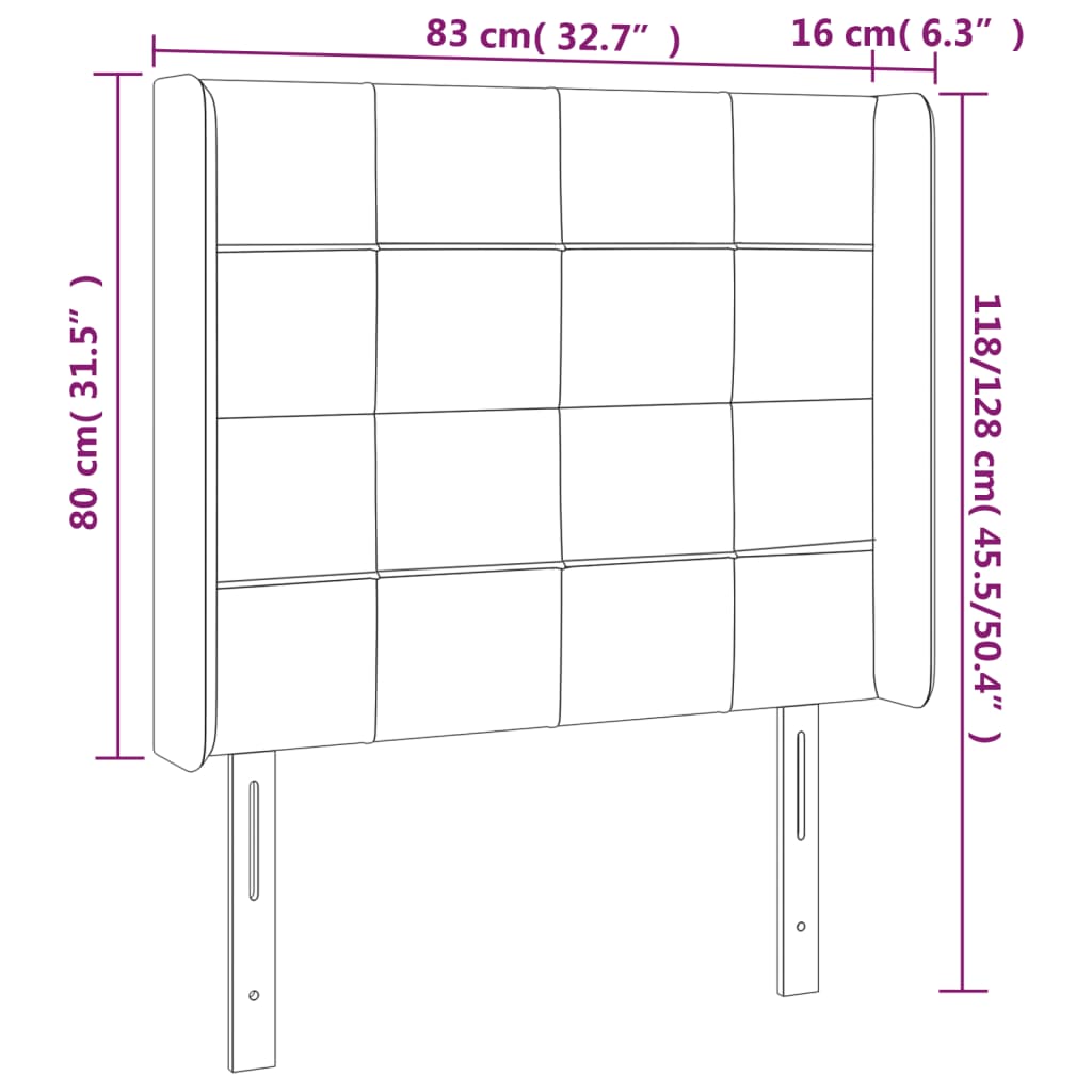 LED uzglavlje smeđesivo 83 x 16 x 118/128 cm od tkanine