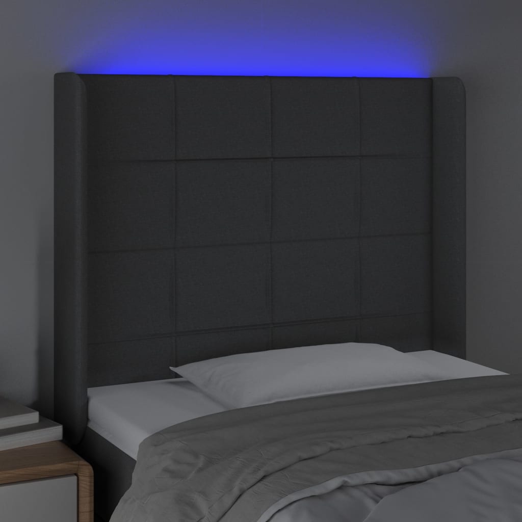 LED uzglavlje tamnosivo 103 x 16 x 118/128 cm od tkanine