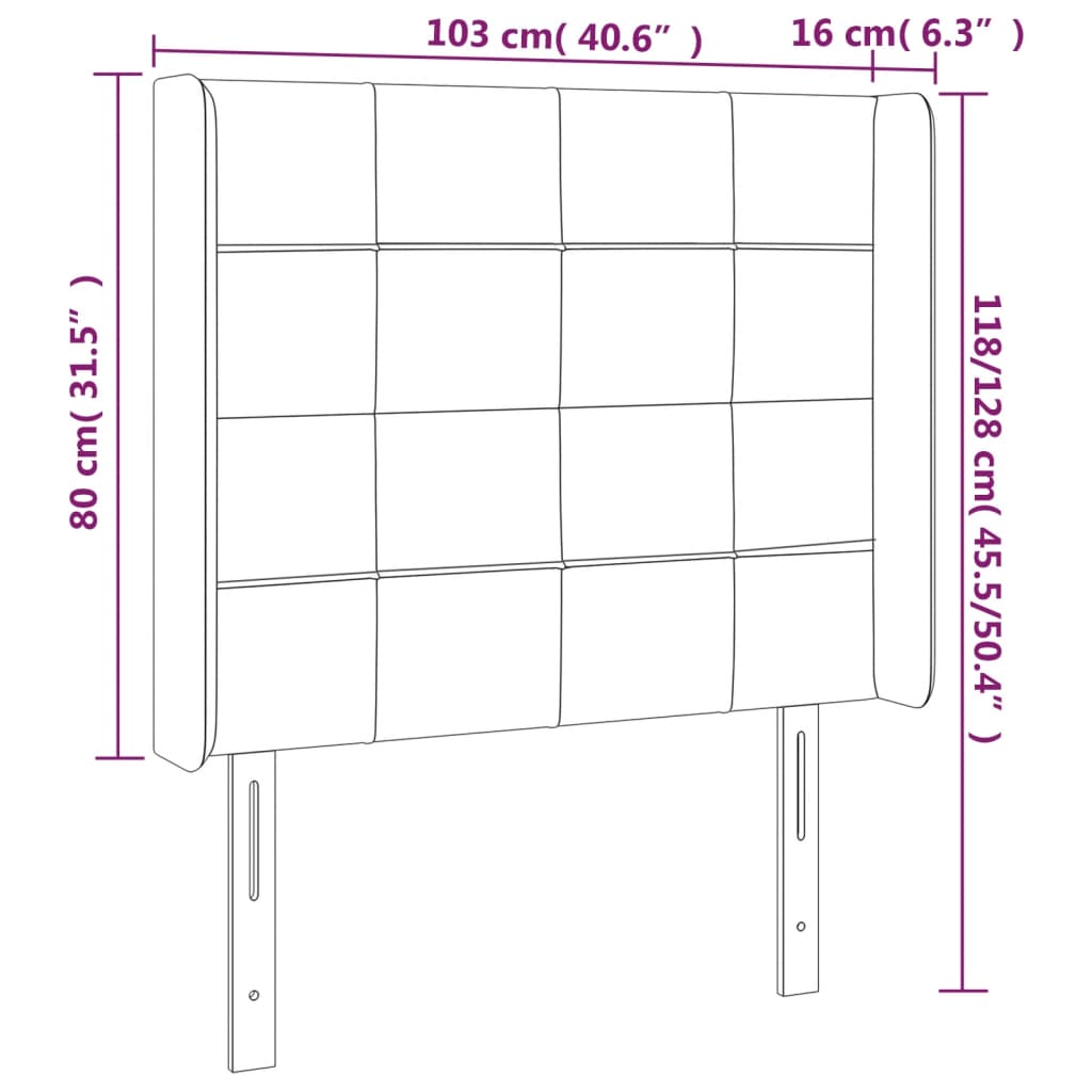 LED uzglavlje tamnosmeđe 103 x 16 x 118/128 cm od tkanine