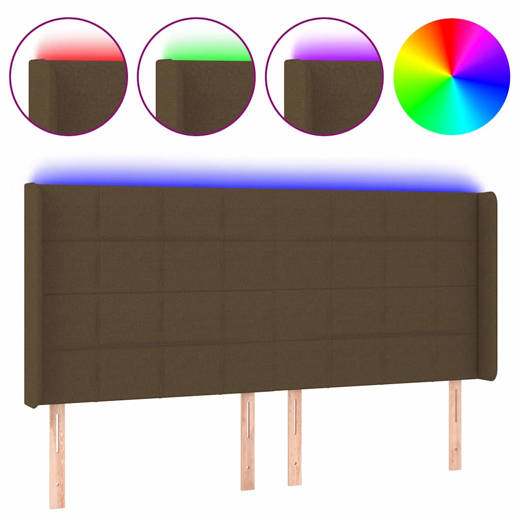 LED uzglavlje tamnosmeđe 163x16x118/128 cm od tkanine