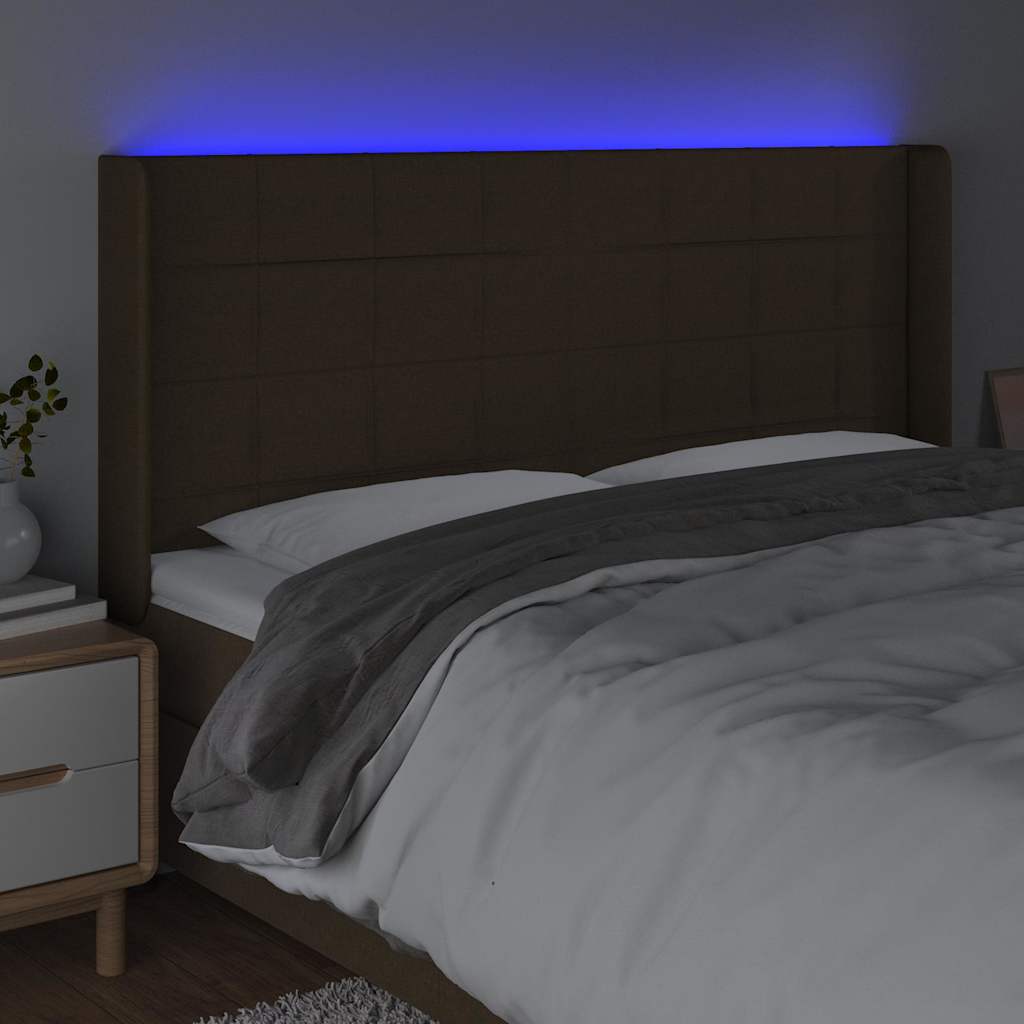LED uzglavlje tamnosmeđe 163x16x118/128 cm od tkanine