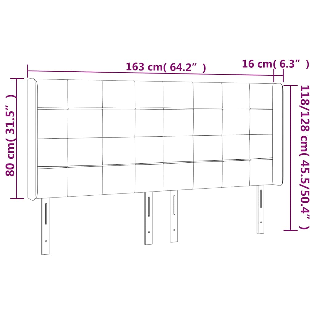 LED uzglavlje tamnosmeđe 163x16x118/128 cm od tkanine