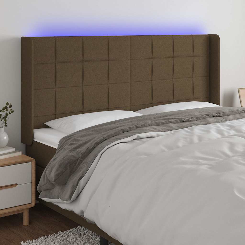 LED uzglavlje tamnosmeđe 163x16x118/128 cm od tkanine