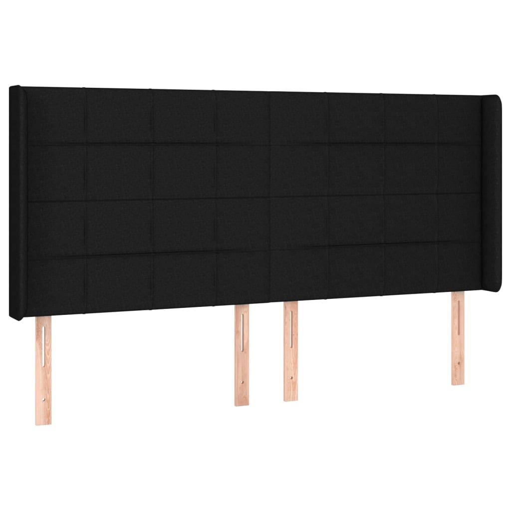 LED uzglavlje crno 183 x 16 x 118/128 cm od tkanine