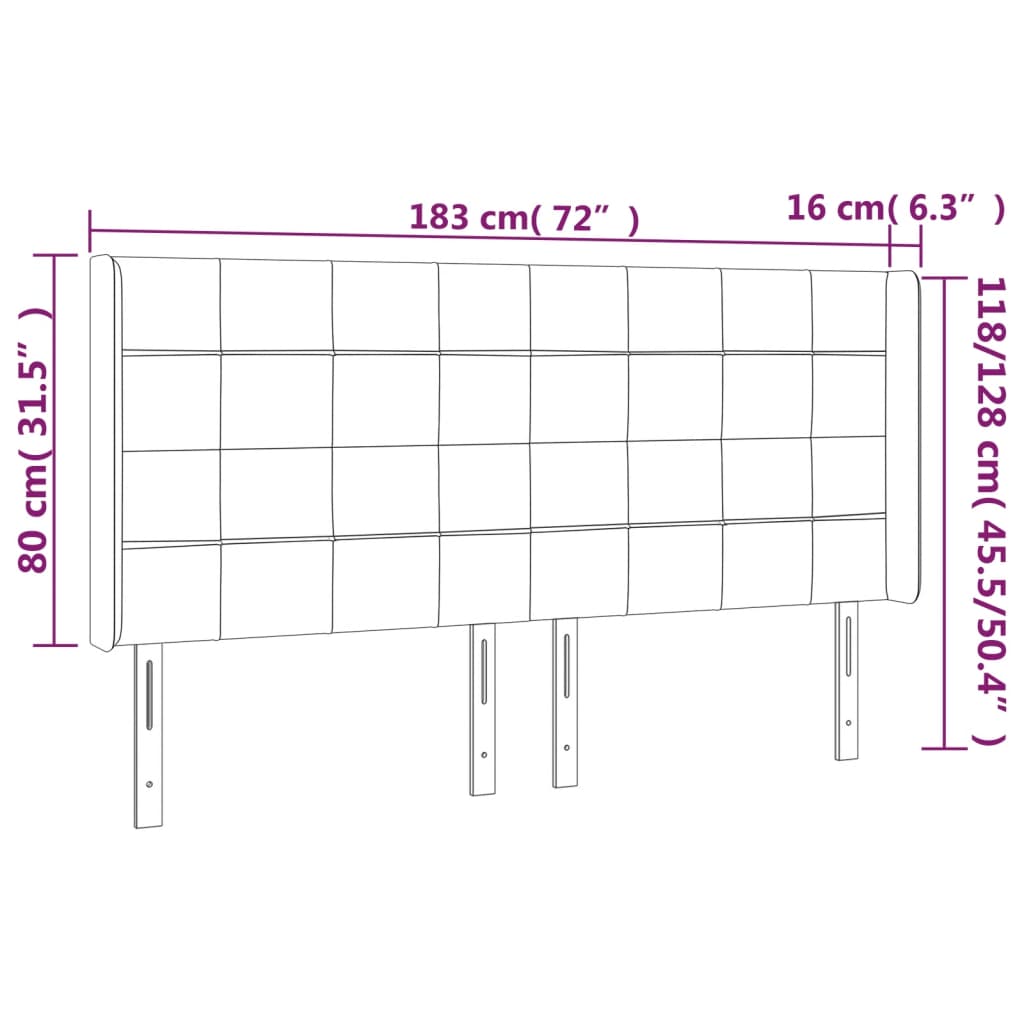 LED uzglavlje plavo 183 x 16 x 118/128 cm od tkanine