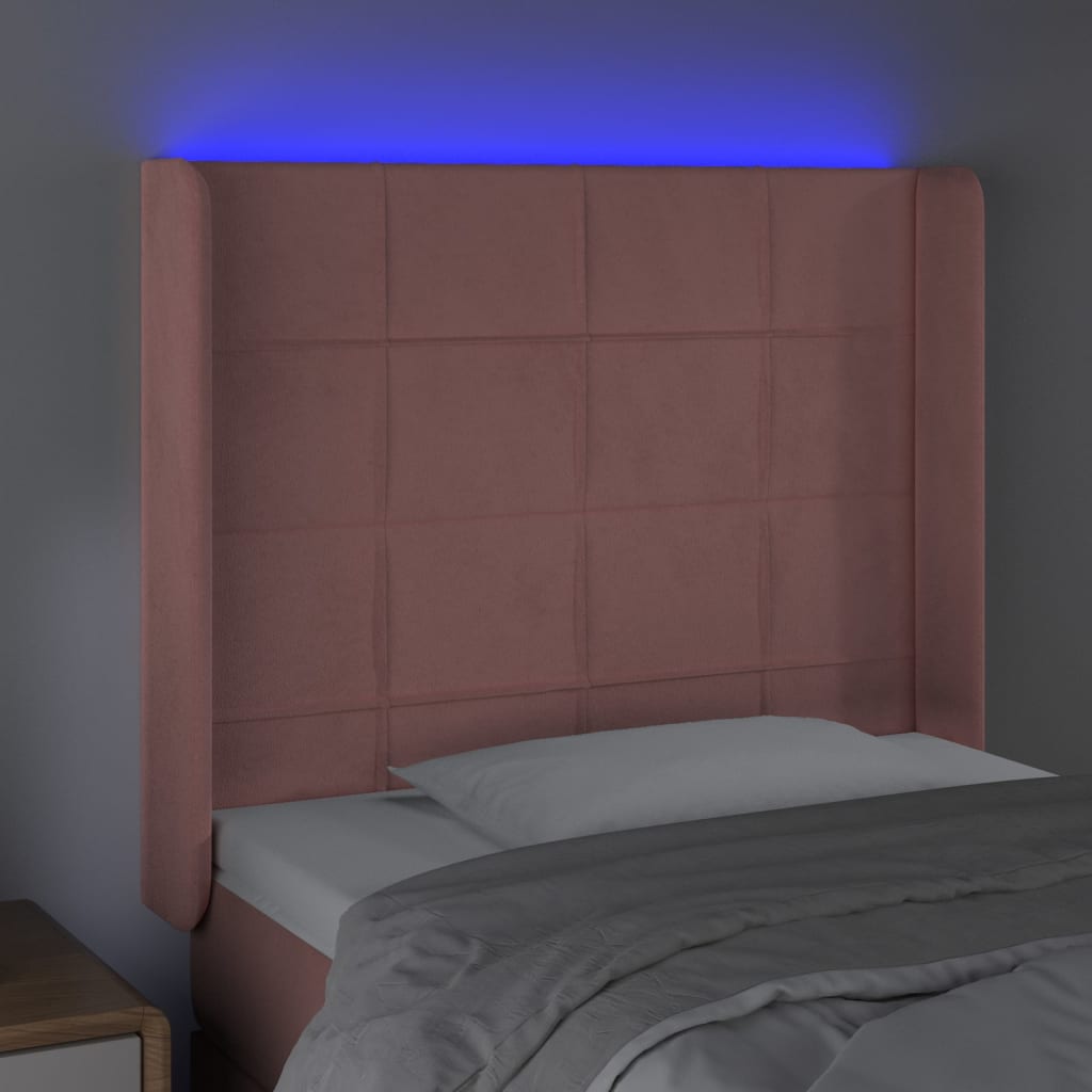 LED uzglavlje ružičasto 103x16x118/128 cm baršunasto