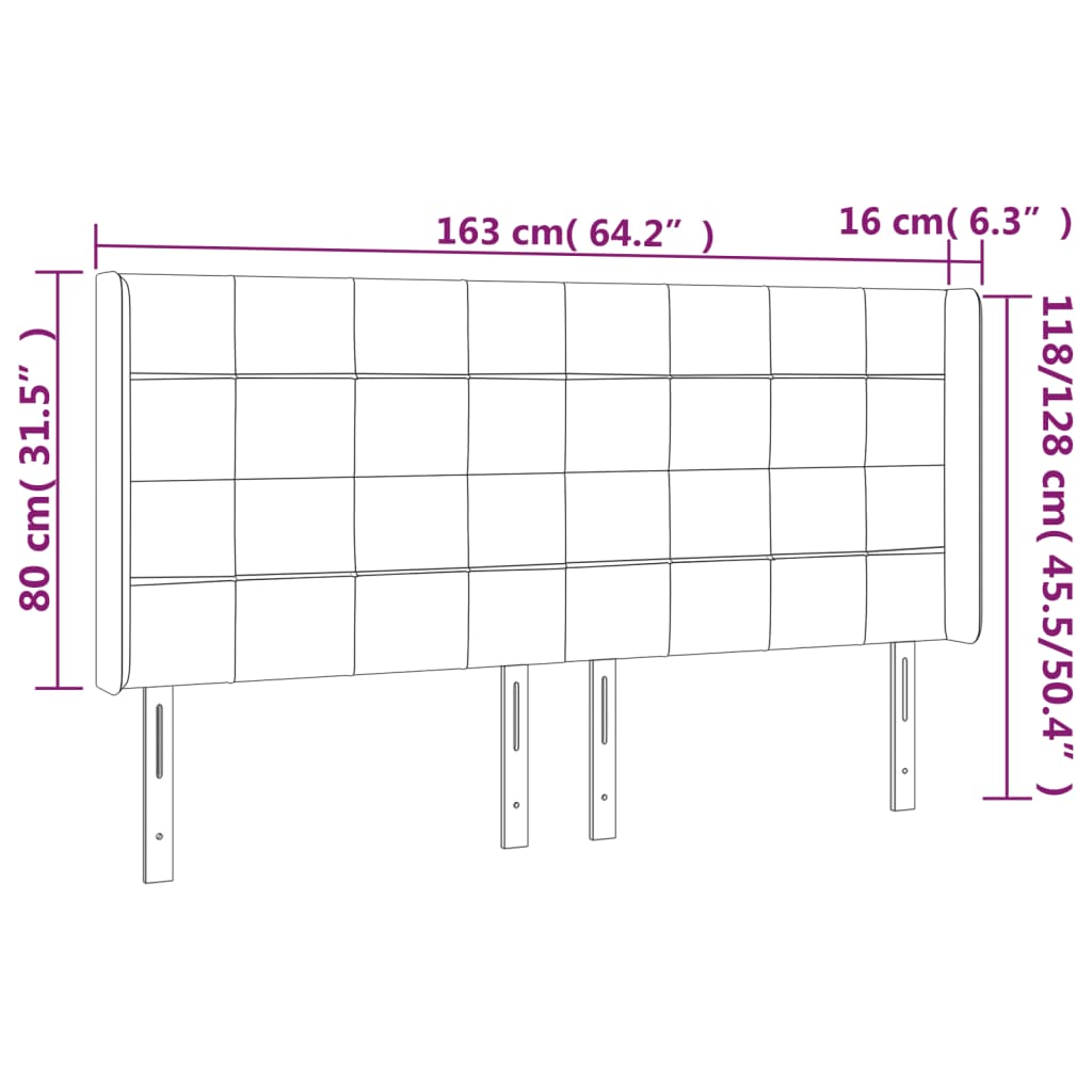 LED uzglavlje svjetlosivo 163 x 16 x 118/128 cm baršunasto
