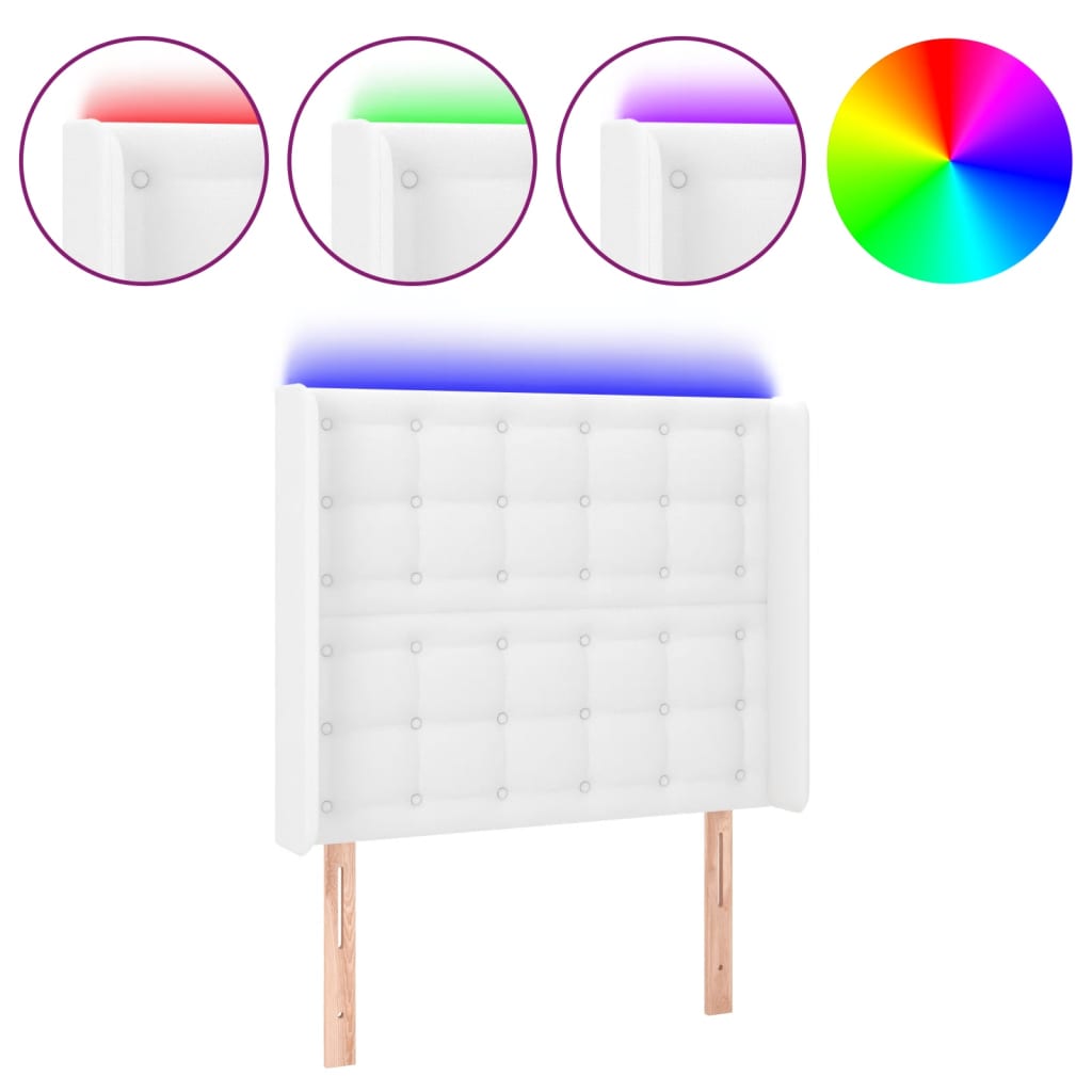 LED uzglavlje bijelo 83x16x118/128 cm od umjetne kože