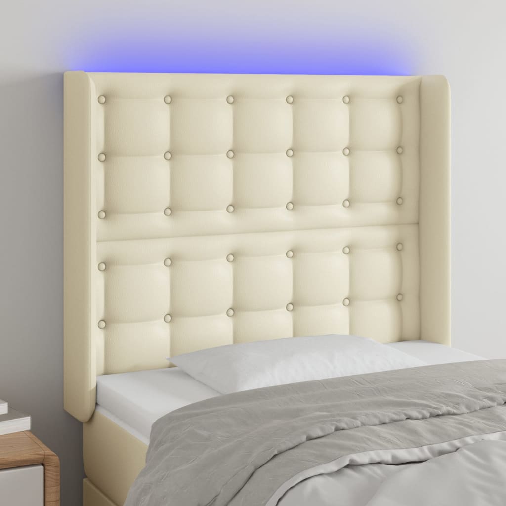 LED uzglavlje krem 83 x 16 x 118/128 cm od umjetne kože