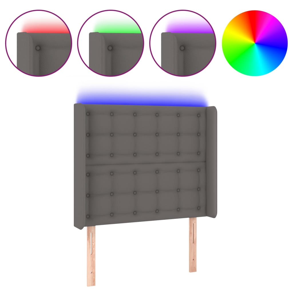 LED uzglavlje sivo 83x16x118/128 cm od umjetne kože