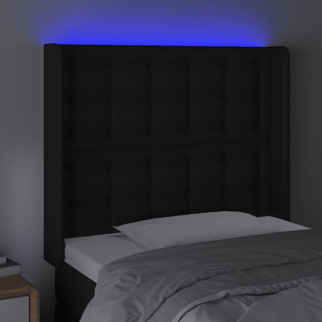 LED uzglavlje crno 93x16x118/128 cm od umjetne kože