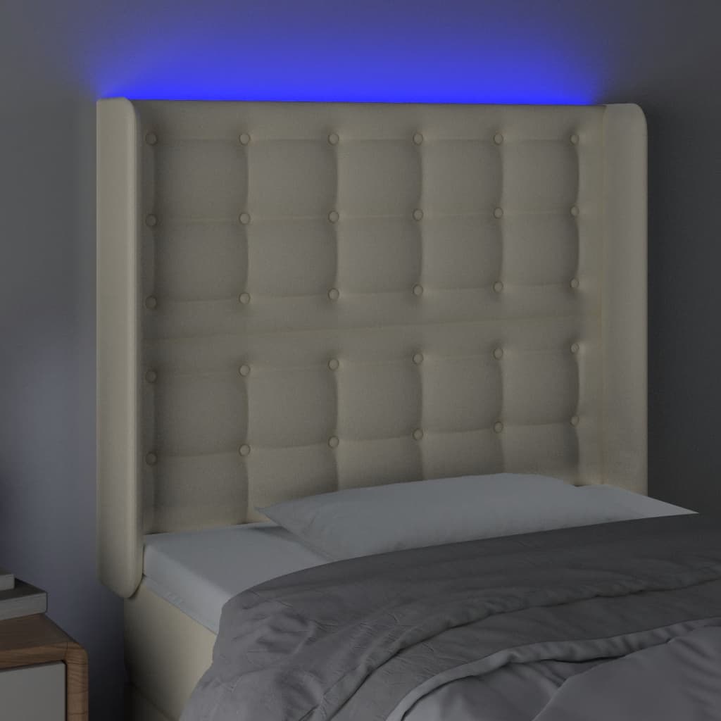 LED uzglavlje krem 103 x 16 x 118/128 cm od umjetne kože