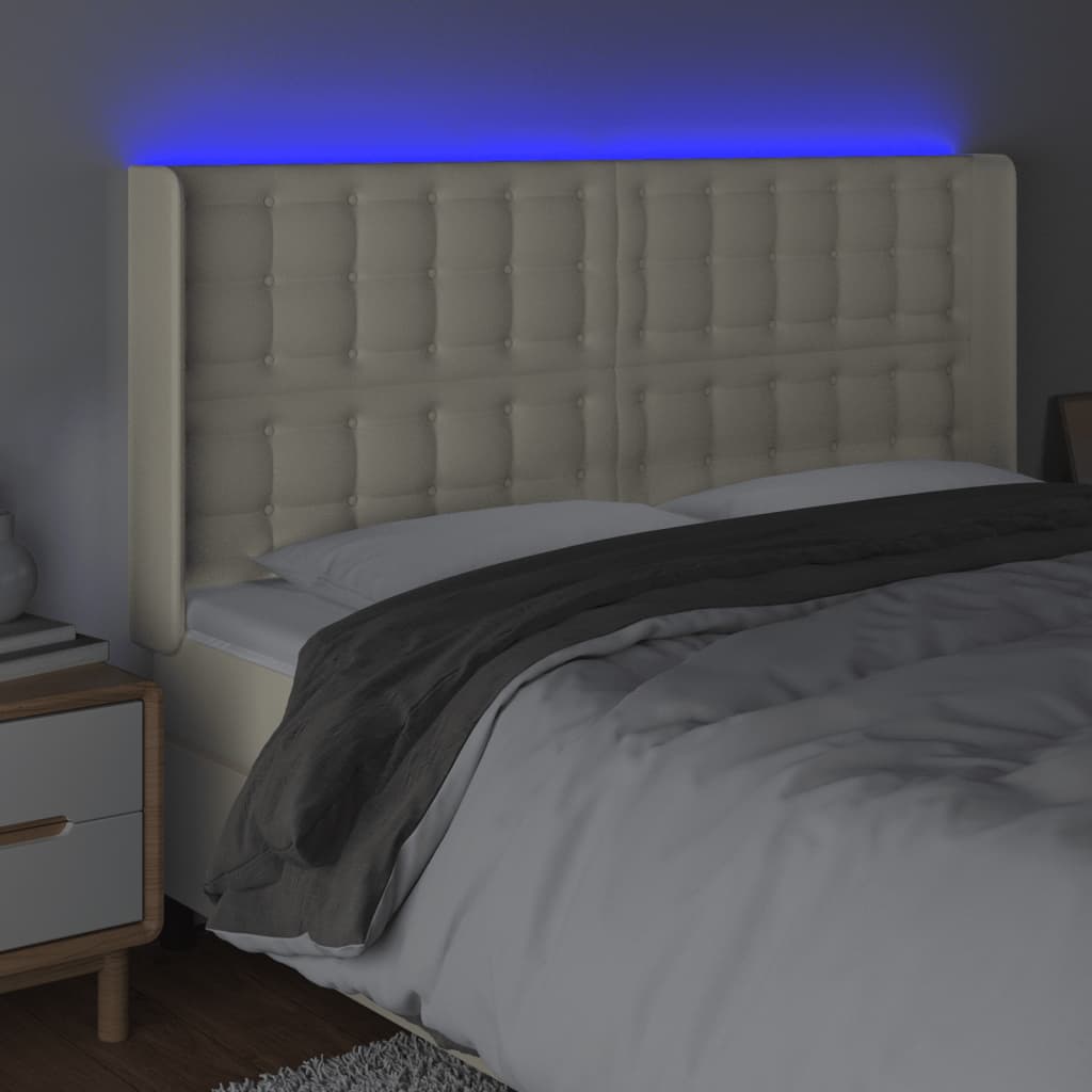 LED uzglavlje krem 147 x 16 x 118/128 cm od umjetne kože