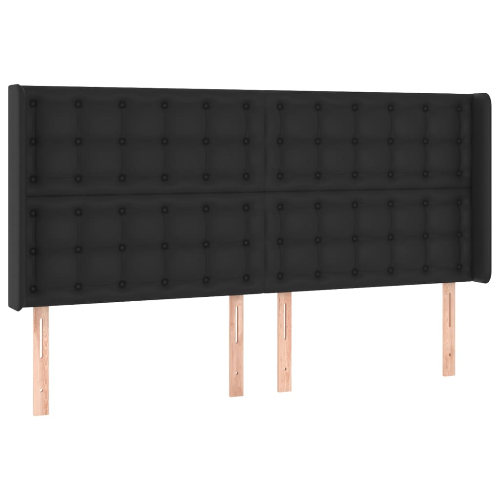 LED uzglavlje crno 183 x 16 x 118/128 cm od umjetna koža