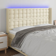 LED uzglavlje krem 183 x 16 x 118/128 cm od umjetne kože