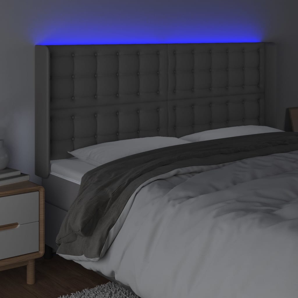 LED uzglavlje sivo 183x16x118/128 cm od umjetne kože