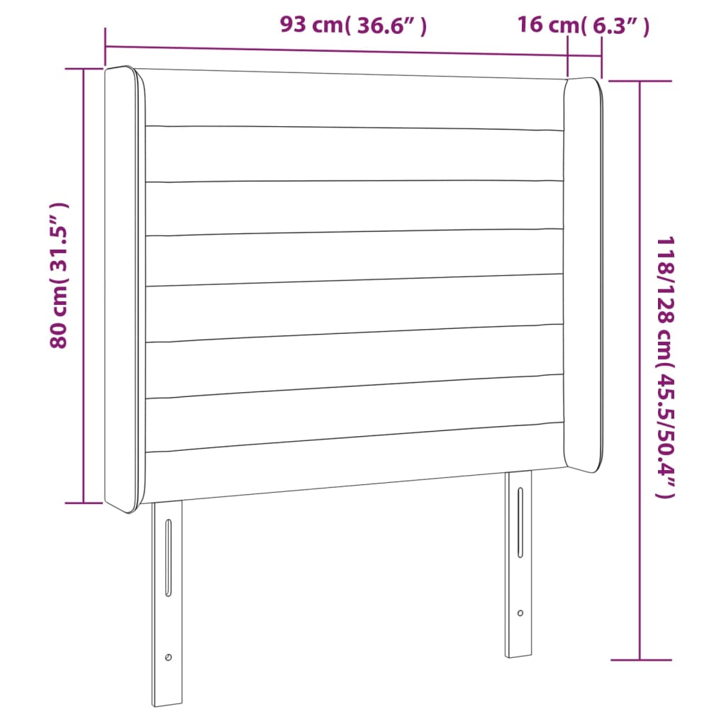 LED uzglavlje krem 93 x 16 x 118/128 cm od tkanine