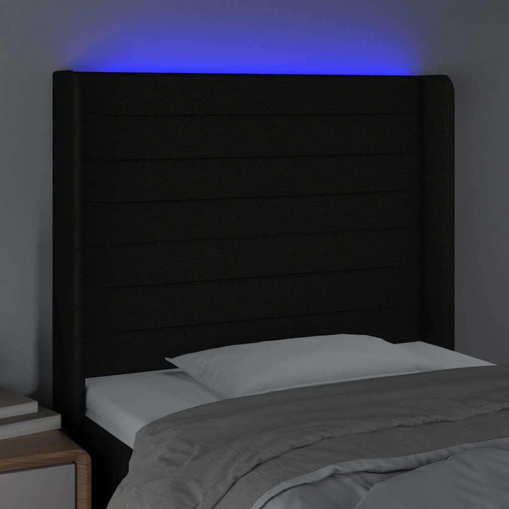 LED uzglavlje crno 103 x 16 x 118/128 cm od tkanine