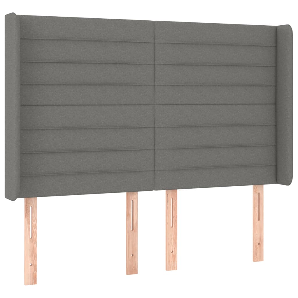 LED uzglavlje tamnosivo 147 x 16 x 118/128 cm od tkanine