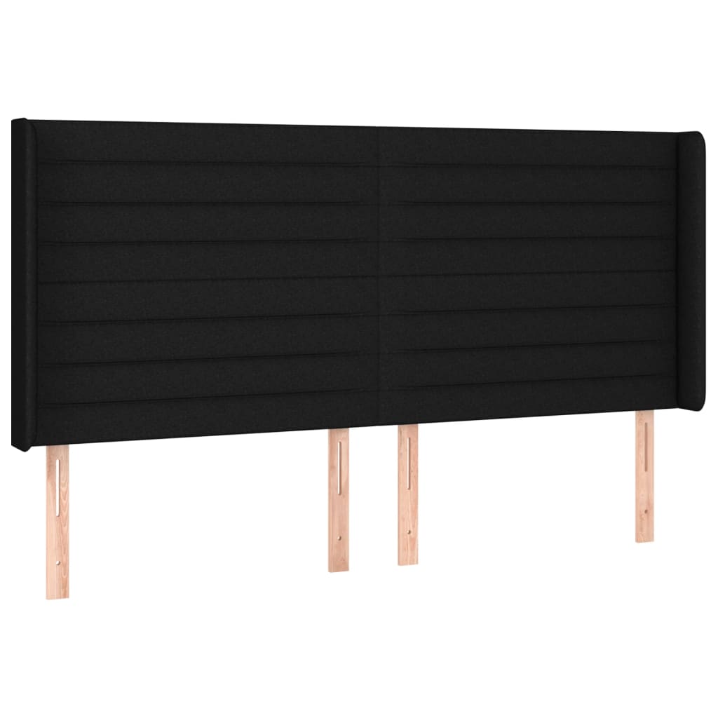 LED uzglavlje crno 183 x 16 x 118/128 cm od tkanine