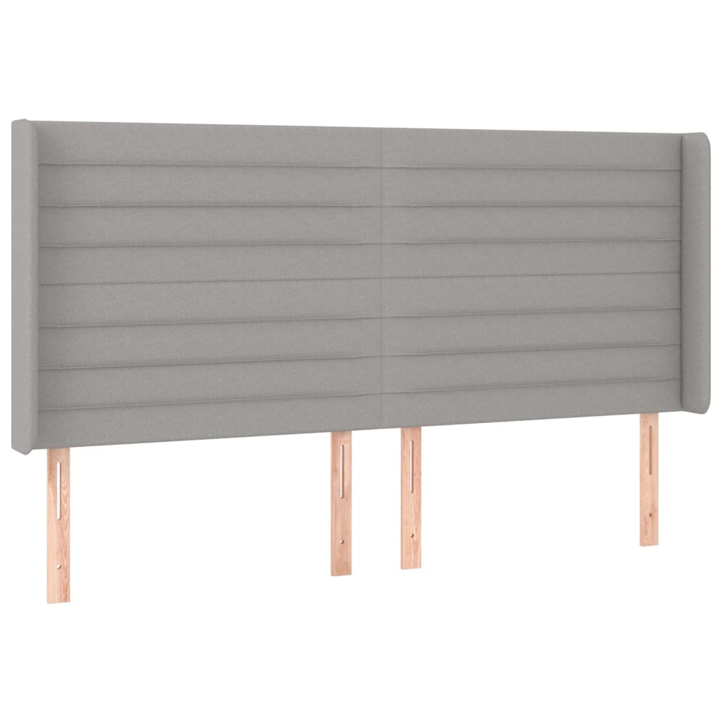 LED uzglavlje svjetlosivo 203 x 16 x 118/128 cm od tkanine