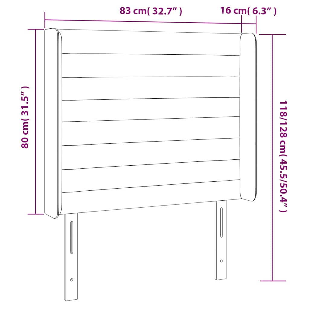 LED uzglavlje tamnoplavo 83x16x118/128 cm baršunasto